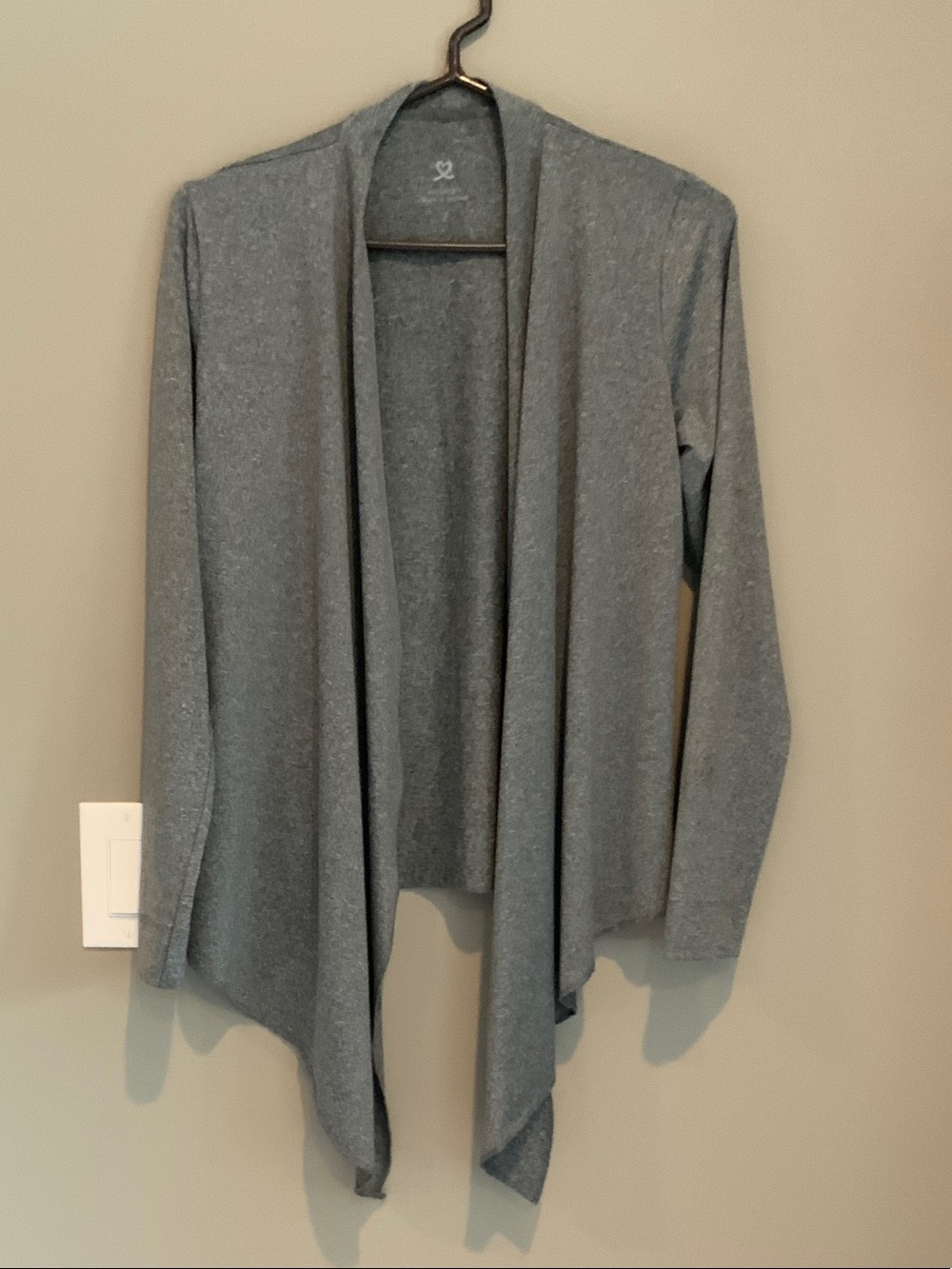 Daily Sports Heather Gray Open-Front Draped Cardigan